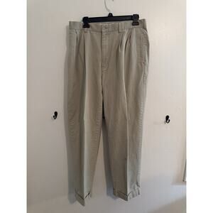 Polo Ralph Lauren Men’s 34x30 Hammond Khaki Pleated Cuffed 100% Cotton Pants